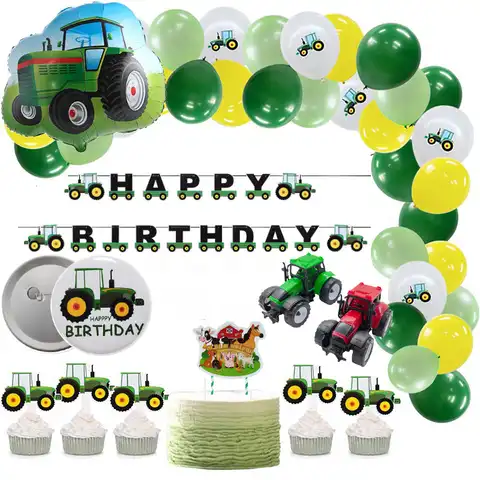 Трактор вечерние праздничного украшения, фермерский шар номер 1, 2, 3, 4, 5, 6, 7, 8, 9, гирлянда на день рождения, баннер, трактор, топпер для торта, т...