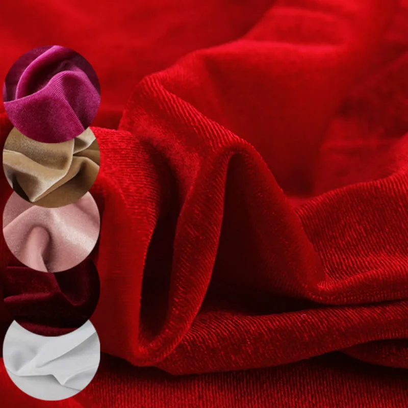 

1M Stretch Fabrics Polyester Spandex Velvet Fabric Elastic Flannel Fabric For Sewing DIY Clothes Stage Party Wedding Home Decor