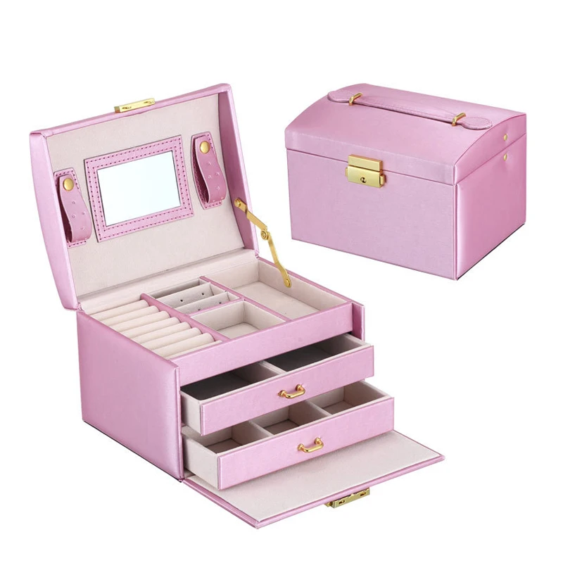 Органайзер для ювелирных украшений с выдвижным ящиком трехуровневая шкатулка