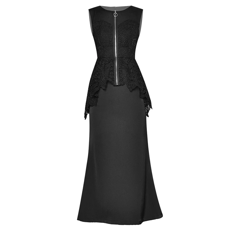 

Платье-русалка без рукавов, с круглым вырезом и оборками