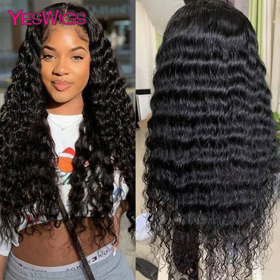 

Бразильские парики с глубокой волной 13x4, парик на сетке спереди, естественный цвет, предварительно выщипанные Детские волосы для женщин