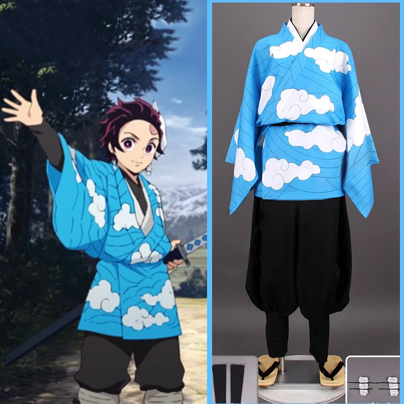 Аниме Demon Slayer Kimetsu No Yaiba карнавальный костюм камадо танджиру кимоно для Хэллоуина