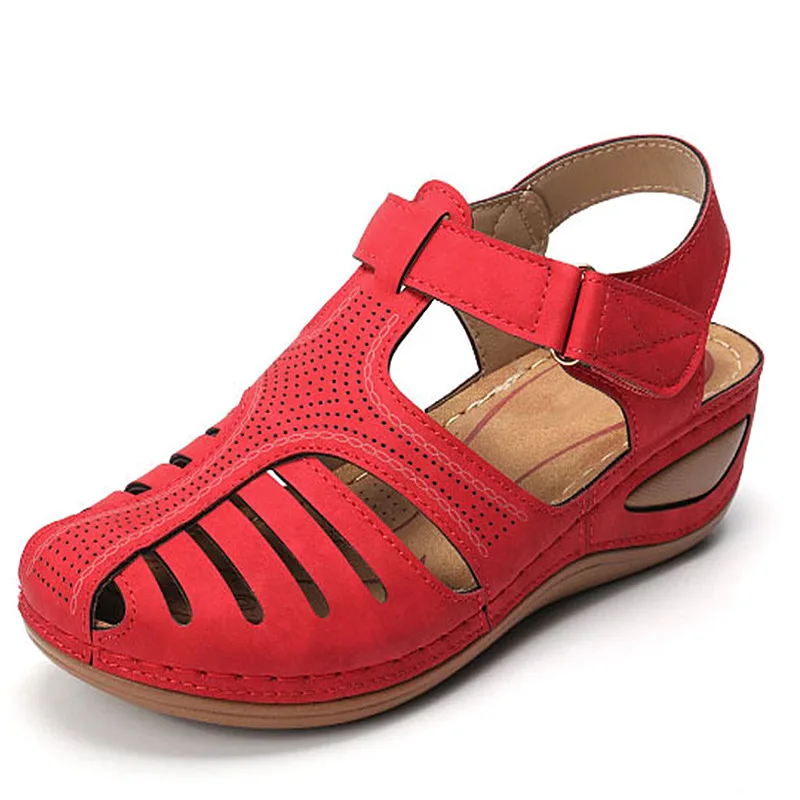 

Women 2021 Summer Leather Vintage Sandals Buckle Casual Sewing Women Retro Sandalias Female Ladies Platform Shoes