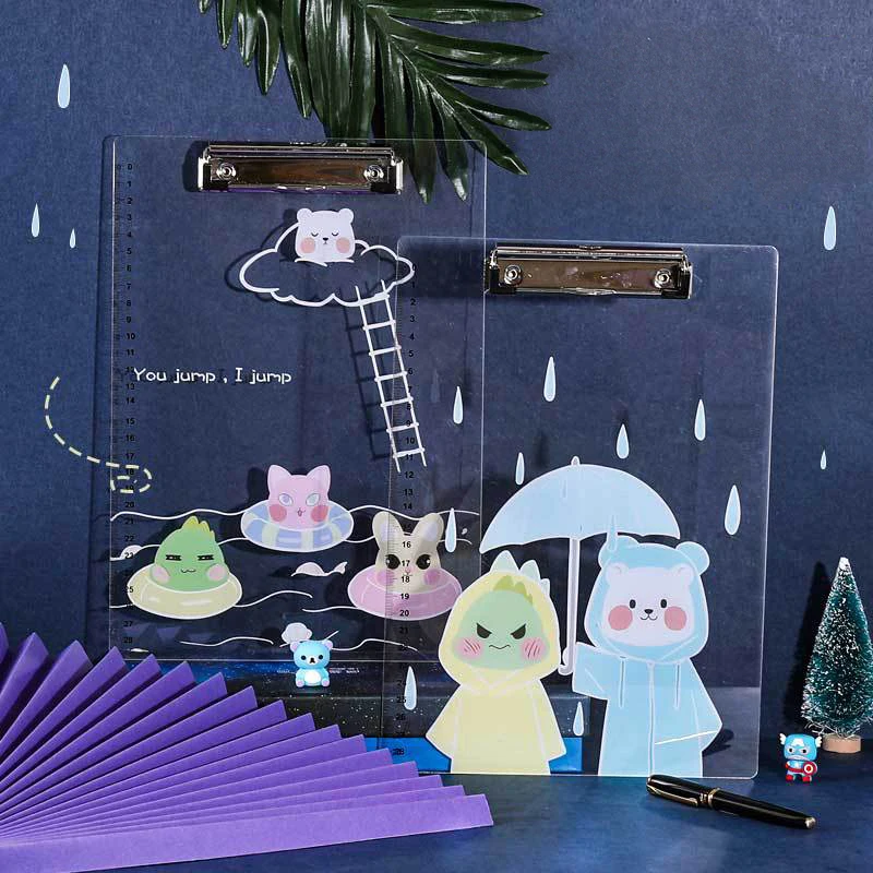 Kawaii прозрачная акриловая корейская папка A4 многофункциональный зажим тестовая