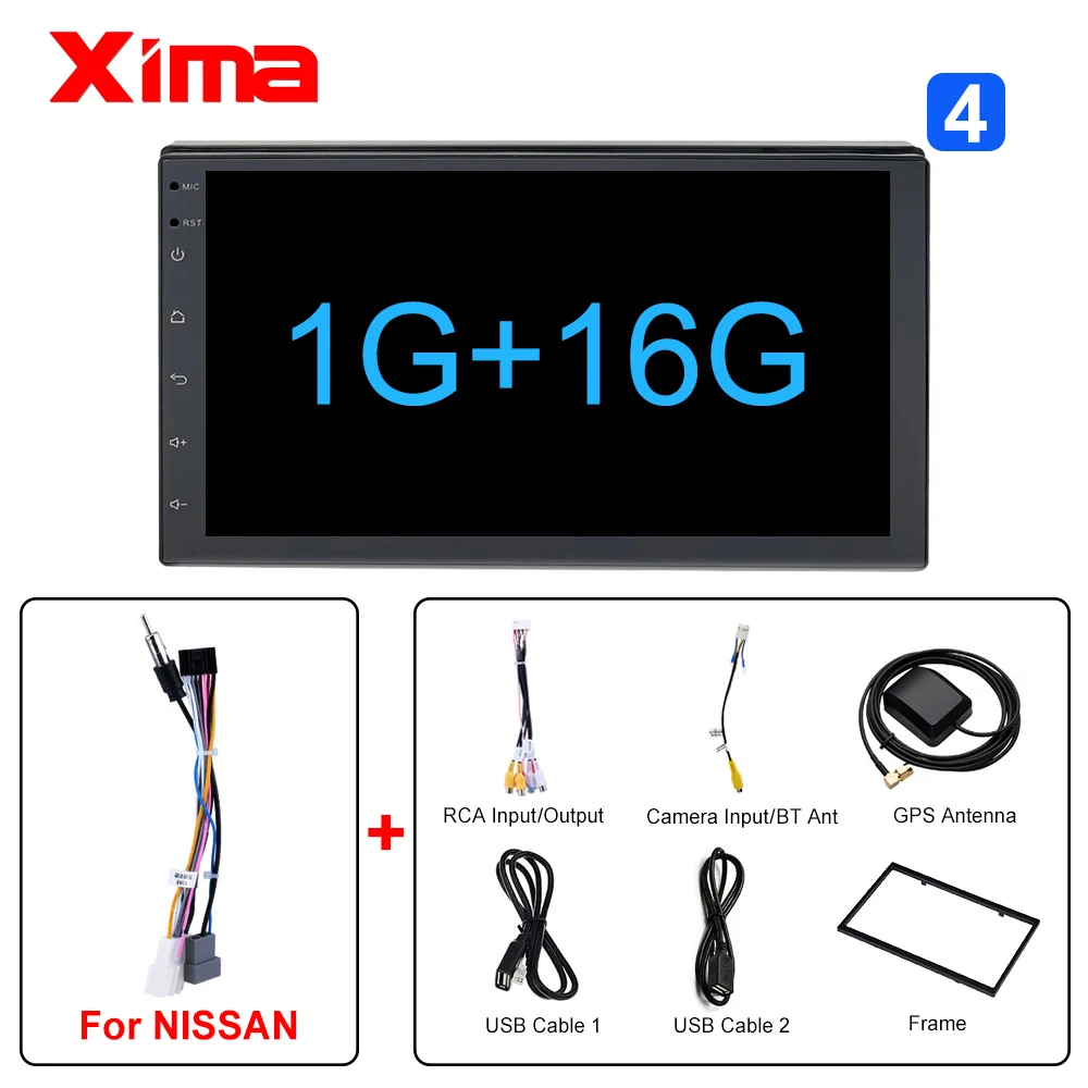 728-16-NISS XIMA Android9.0 2Din Car Radio Multimedia Player " Universal RAM2G GPS Navigation Audio Player For Nissan Toyota Hyundai Polo - Цвет: 728-16-NISS