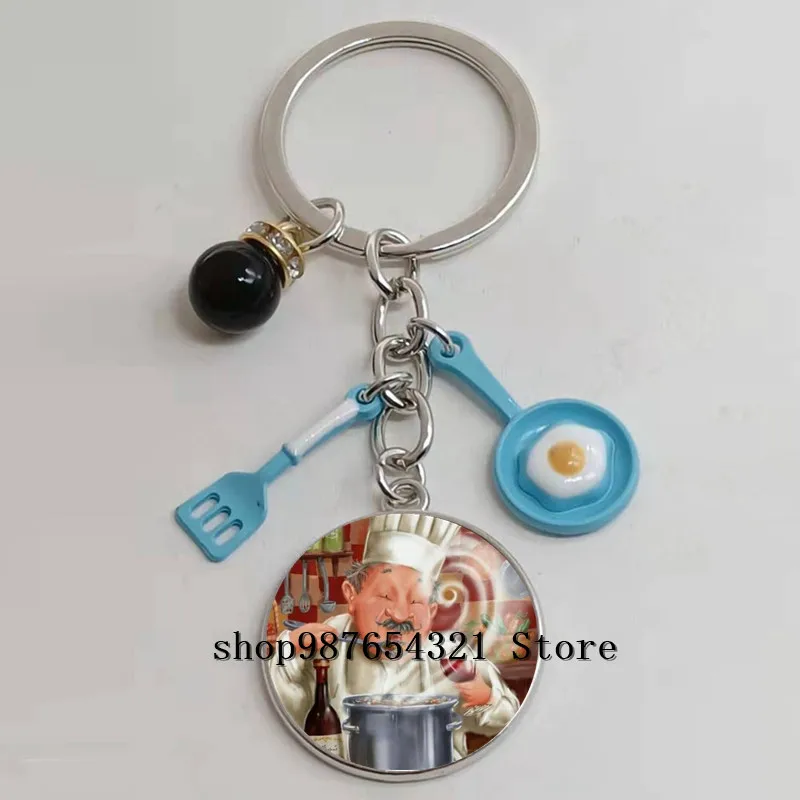 Новый мультяшный брелок для ключей шеф-повара с ремнем яиц лопатой подарок