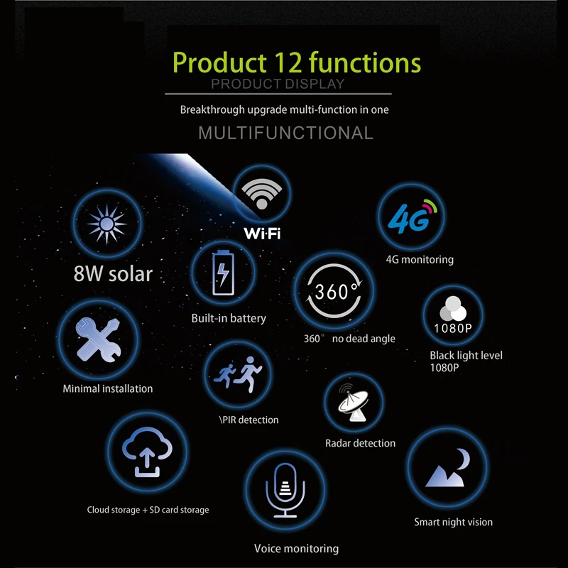 S10 Solar Alert Smart Ptz Camera 1080P Night Vision Wifi Cloud Storage Two Way o Suitable for Outdoor Office