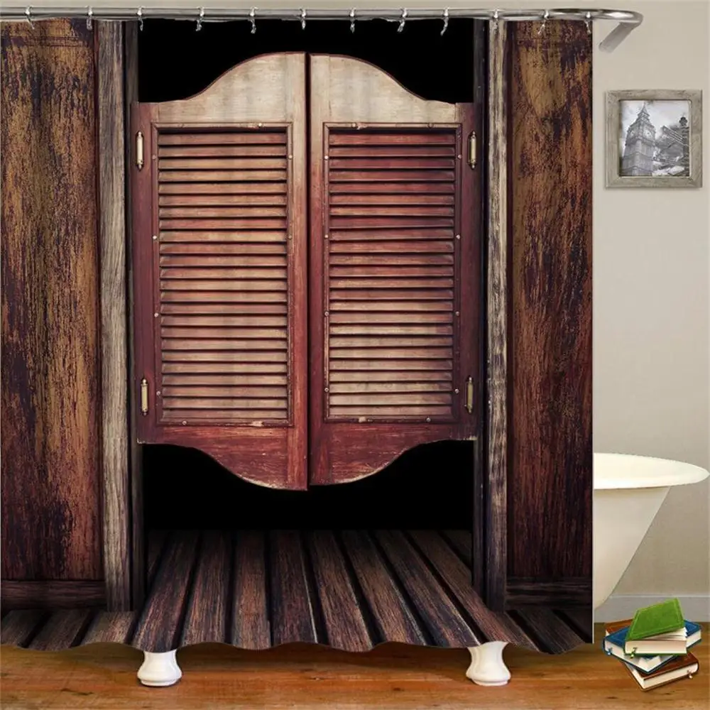 barn door Ретро западные ковбойские ботинки шляпа лошади занавески для душа водонепроницаемая ткань полиэстер для ванной экран украшения дома - Цвет: barn door