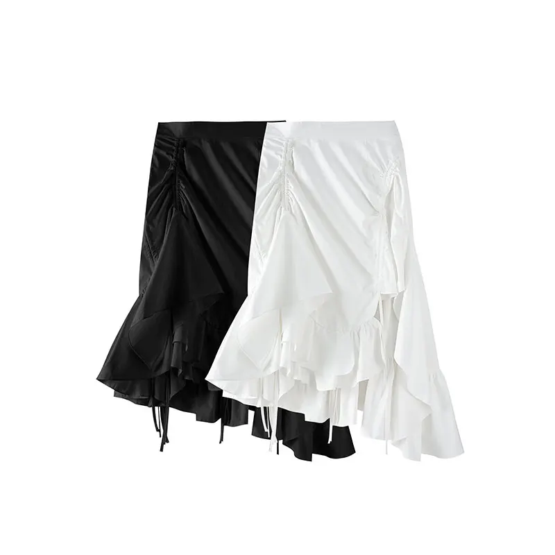 

Spring Summer 2021 New Fashion Solid All Match Slim Pleated Irregular Fishtail A-Line Casual Skirt Women