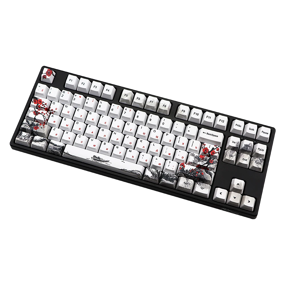 

Novelty allover dye subbed Plum Blossom110 Keys OEM Profile Keycap For diy mechanical keyboard Russia character keycaps