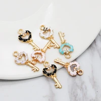 20pcslot oil drop charms flower heart shape key enamel pendants for diy bracelet necklace accessories