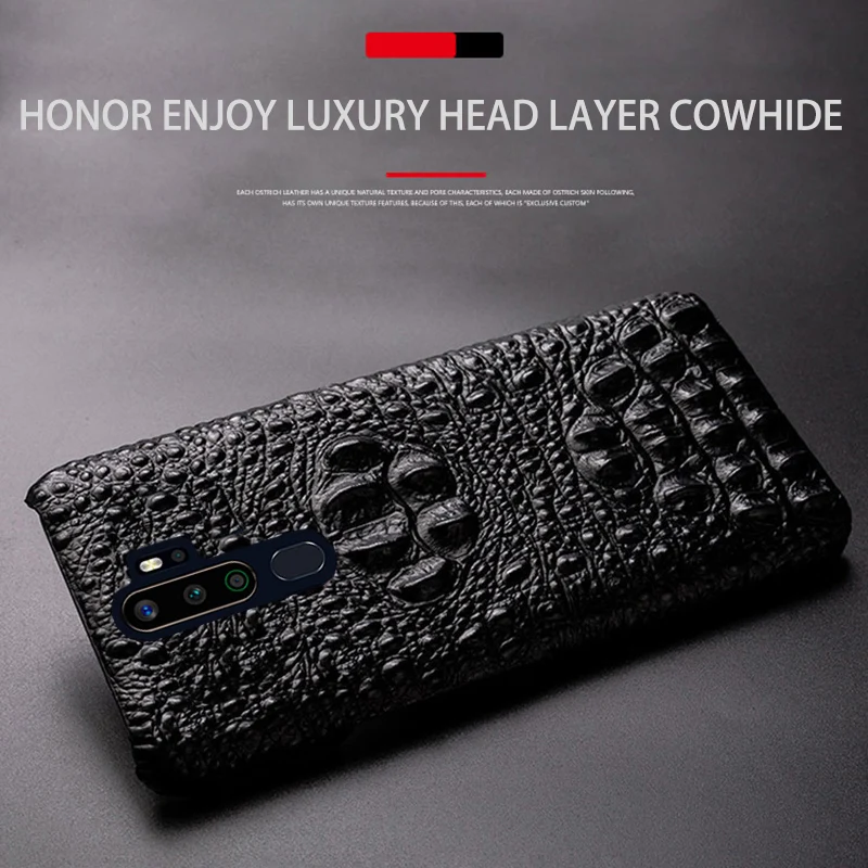 leather phone case for oppo find x2 r15 r17 reno z 2 2z 2f 3 4 pro ace 2 a5 a9 2020 a11x k3 k5 cowhide crocodile head back cover free global shipping