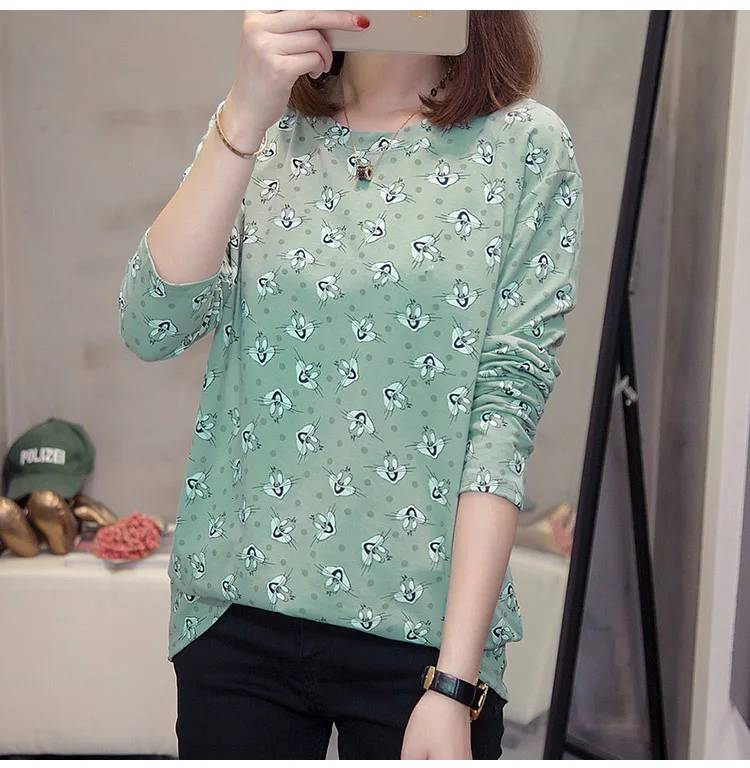 Большие размеры, Забавные футболки с мультяшным принтом, женские осенние свободные хлопковые топы,футболки с принтом более размераd, кролик базовые футболки, винтажная Эстетическая одежда 4xl