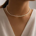 Трендовое жемчужное ожерелье для женщин модное белое ожерелье-чокер с имитацией жемчуга 2021 тренд элегантные свадебные ювелирные изделия