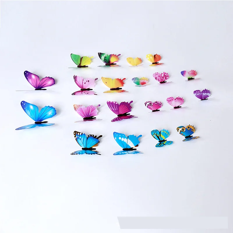 12 шт./пакет 3D наклейки на стену в виде бабочки прозрачные и искусственные