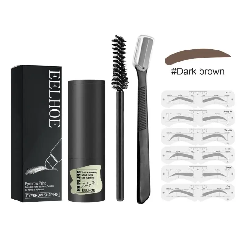 One Step Eyebrow Stamp Shaping Kit Professional Eye Brow Gel Makeup with 10 Reusable Stencils Brushes | Красота и здоровье