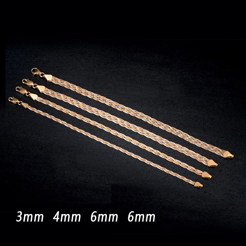 Высококачественный трехцветный браслет AU750 из настоящего золота 18 К женский С