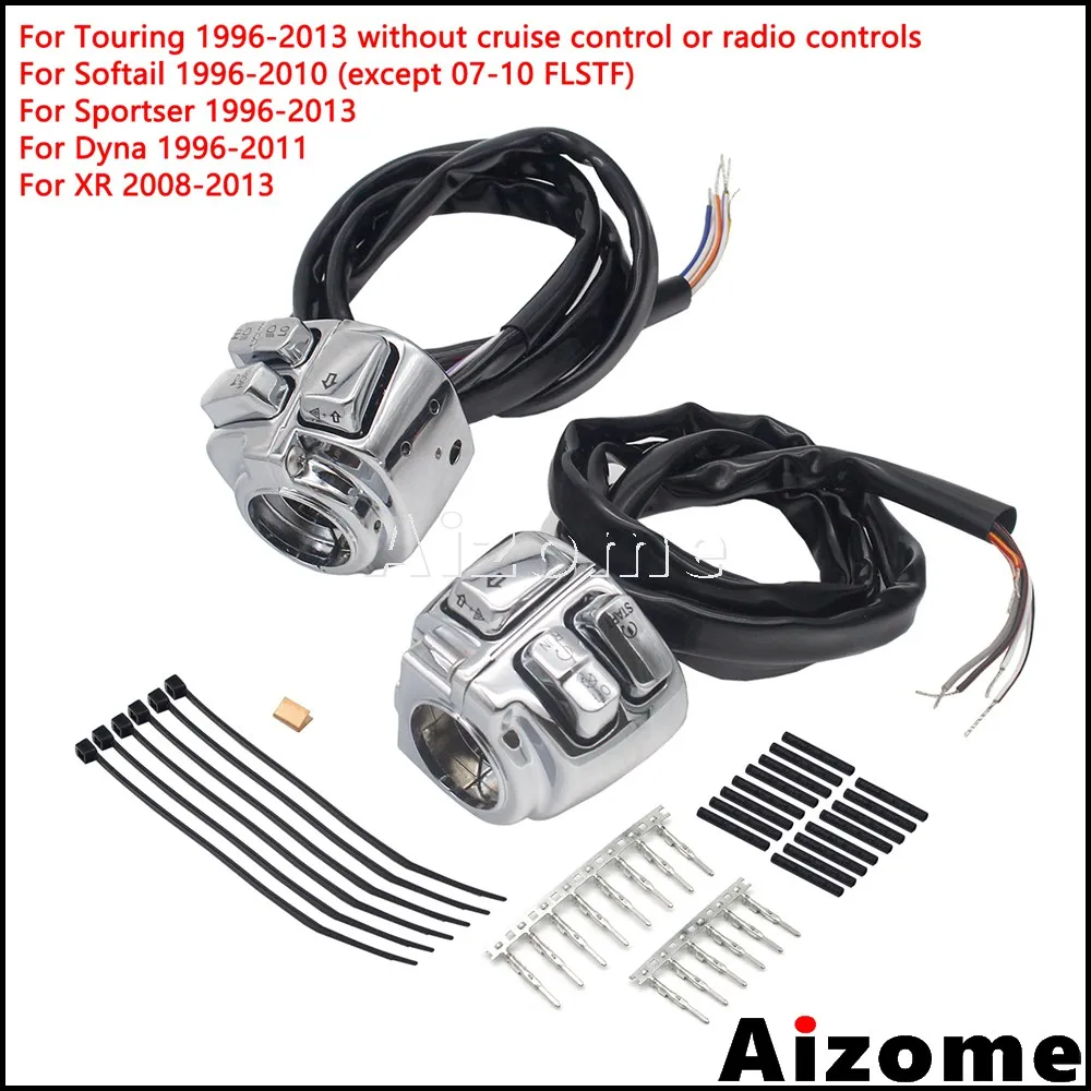 Мотоциклетный 1-дюймовый комплект управления переключателем на руль для Harley Softail