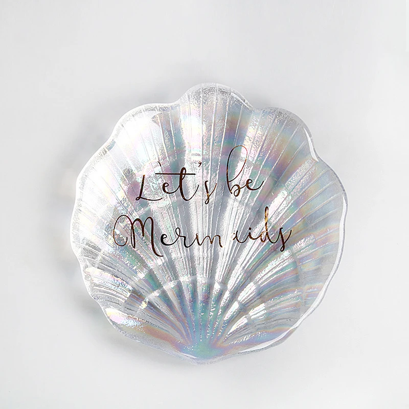 Маленькая тарелка в виде цветной ракушки креативная красная стеклянная для