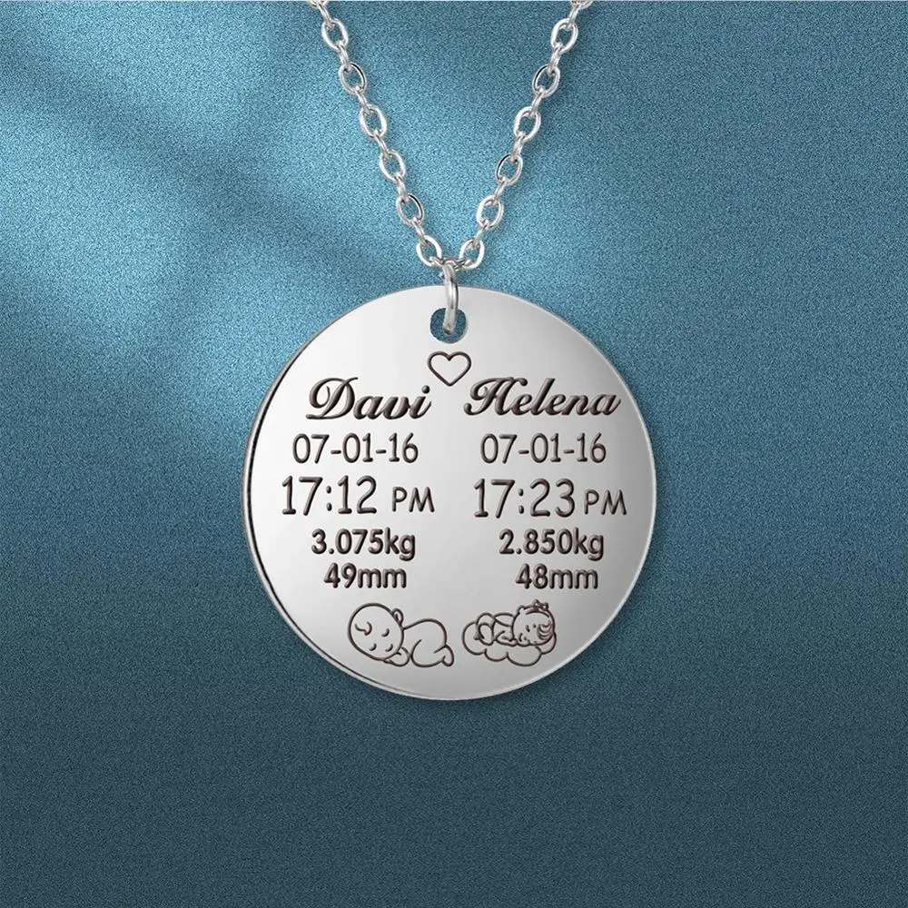 My Shape Twin Stats ожерелья из нержавеющей стали с индивидуальным именем для папы мамы