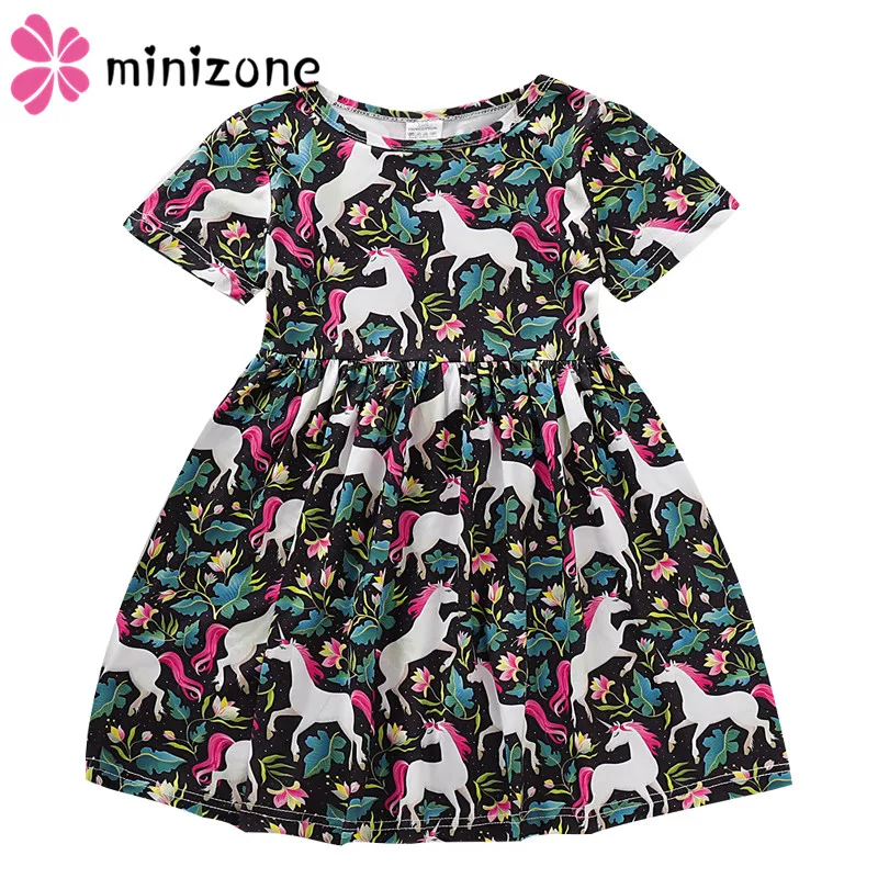 Новинка 2019 года летнее платье принцессы с принтом для девочек детское