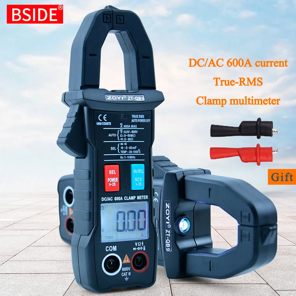 

BSIDE Digital Clamp Meter 600A Current True RMS Smart Plier ammeter Auto Rang 6000 Multimeter DC AC Voltage Hz Ohm NCV Tester