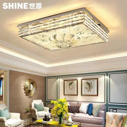 

Потолочная лампа для гостиной, лампа для спальни, хрустальная лампа, Простая Современная прямоугольная роскошная атмосфера с дистанционны...