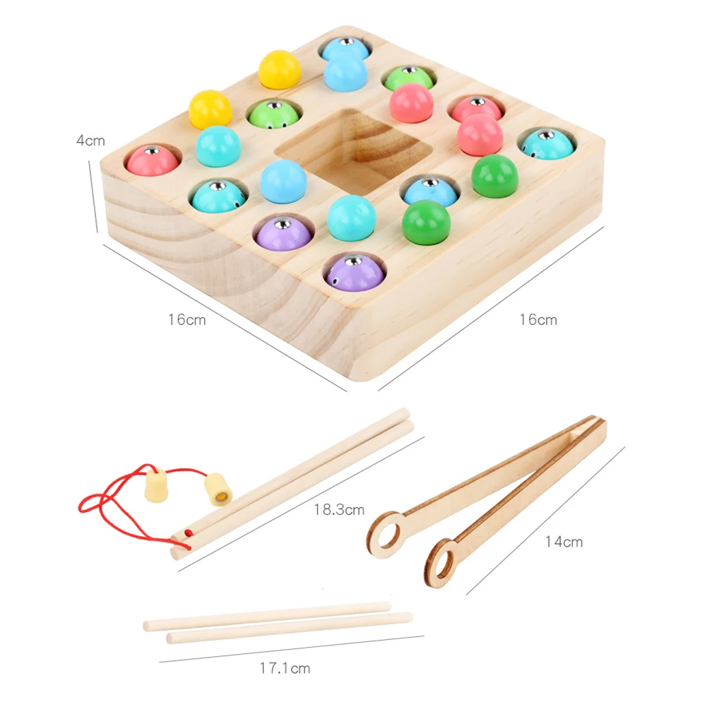 

2 in 1 Wooden Fish Beads Clipping Magnetic Fishing Game Development Kids Toy
