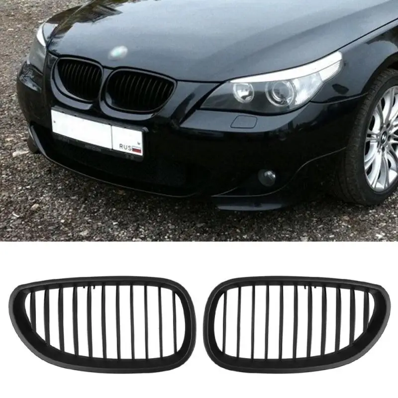 

2Pcs Matt Black Front Kidney Sport Grille Grill For BMW E60/E61/M5 2003-2009 Auto stying Car exterior modification Dropshipping