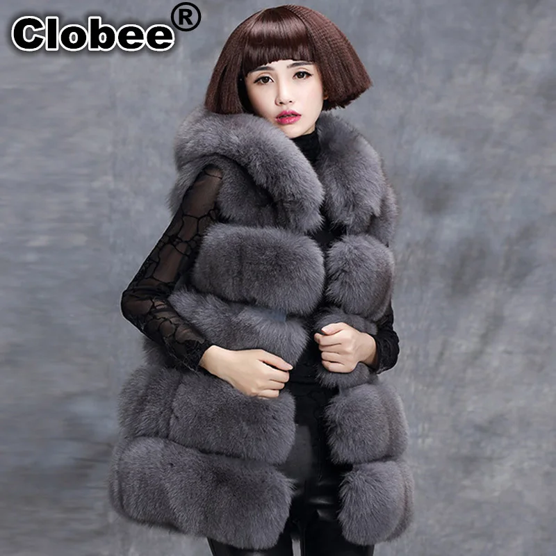 2019 женские длинные жилеты из искусственного меха лисы стильные зимние осенние