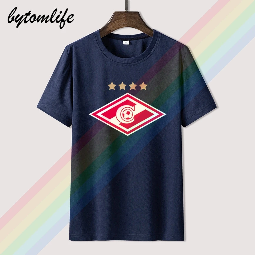 Футболка с логотипом FC Spartak летняя черная футболка принтом популярная хлопковая