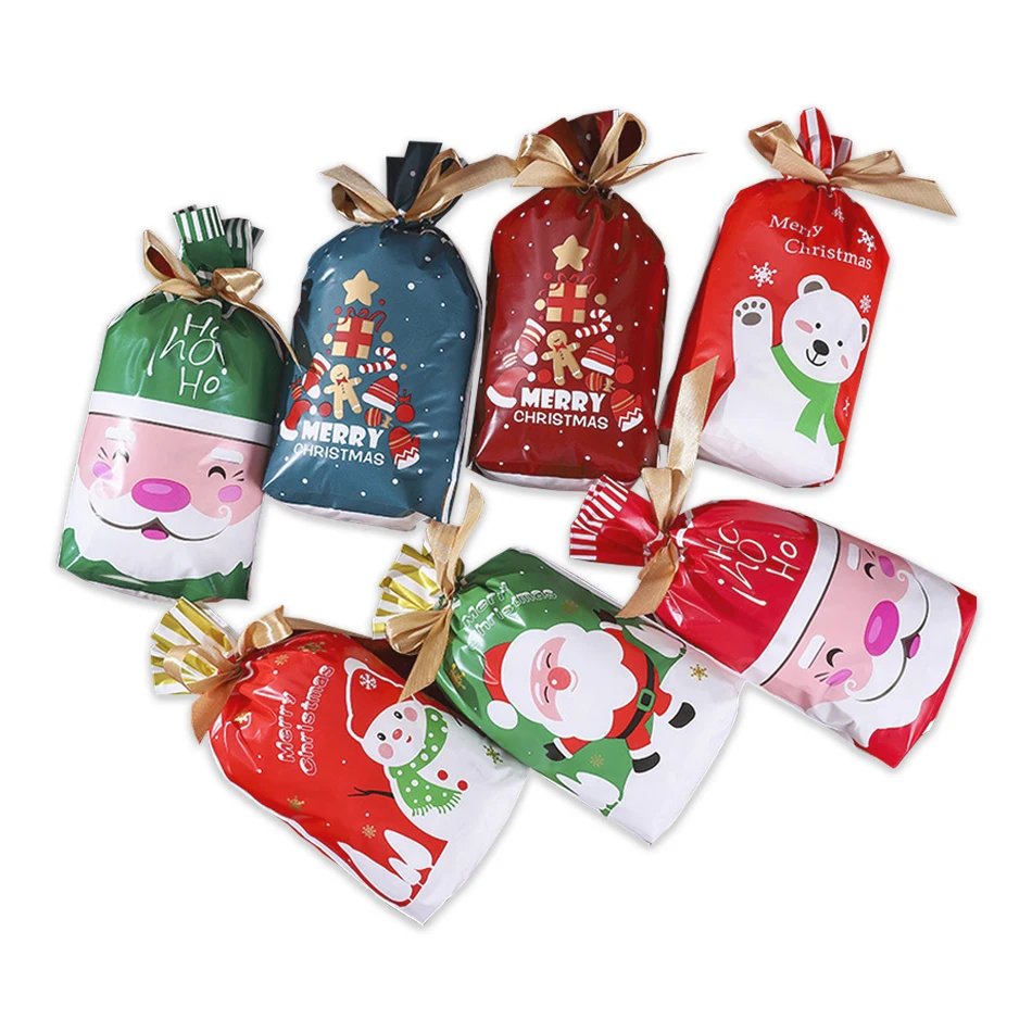 

50Pack Christmas Wonder Gift Wrap Storage Bag For Christmas Drawstring Candy Packing Storage Bag New Year Decor Party Supplies
