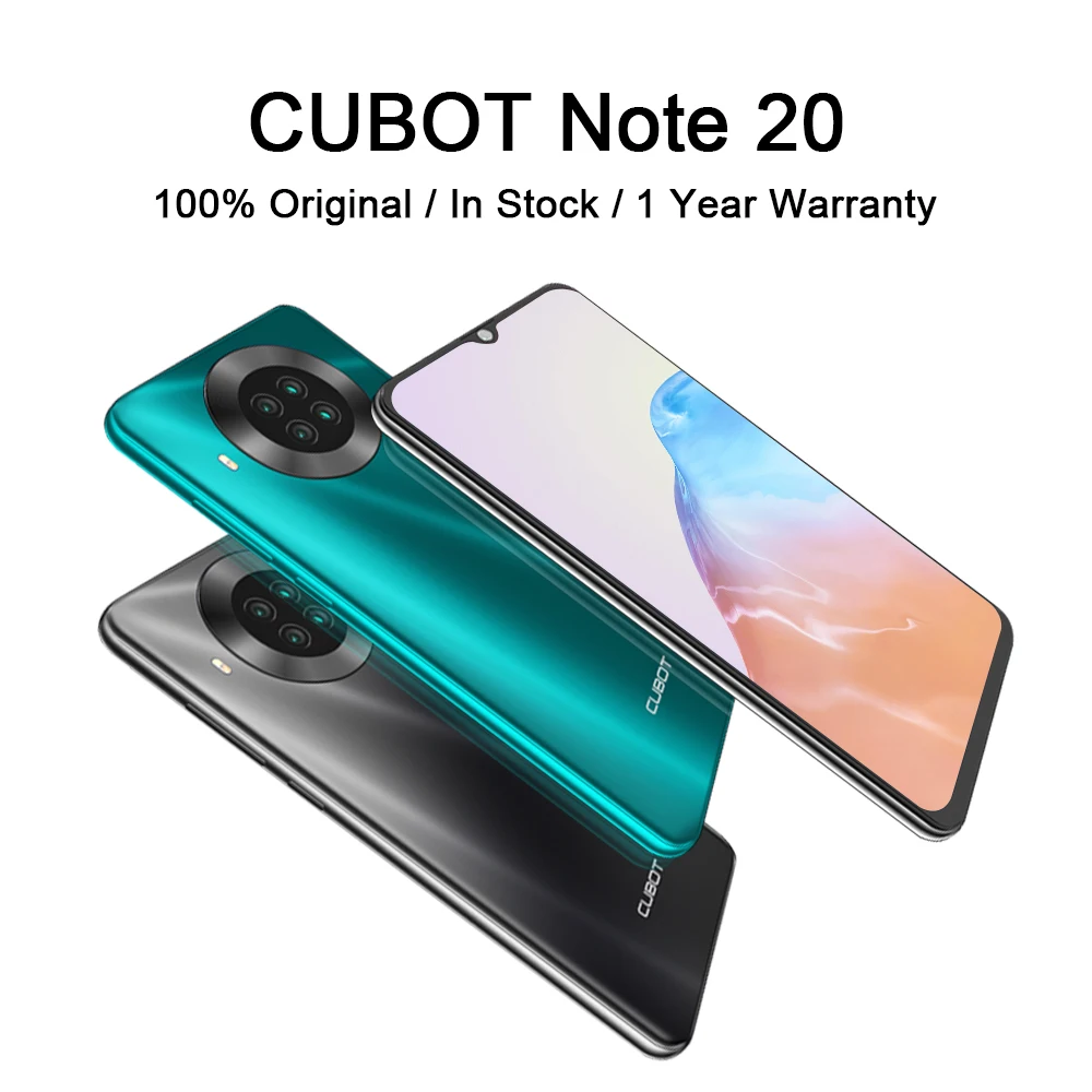 

CUBOT Note 20 NFC Smartphone 6.5'' Rear Quad Cameras 12MP+20MP 4200mAh Mobile Phone Android 10 Dual SIM 3GB+64GB 4G LTE