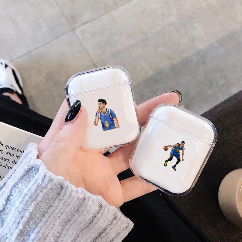 Знаменитый бренд баскетбольных Athlete наушники чехол для Apple airpods чехол игрок NBA Bluetooth Pop Air стручки чехол прозрачный жесткий чехол из пластика с изображением крышка