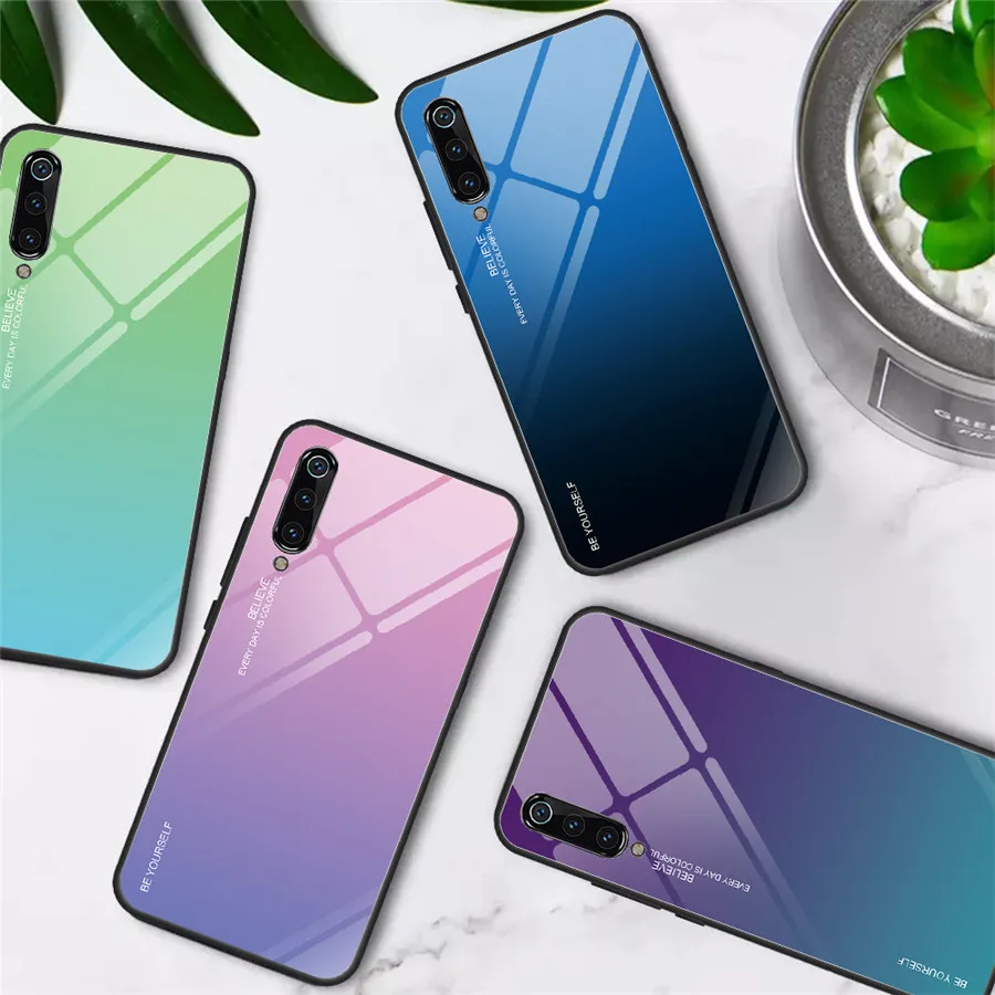 Чехол из закаленного стекла для Xiao mi Red K20 Note 7 6 5 Pro градиентный чехол телефона Xiaomi 9