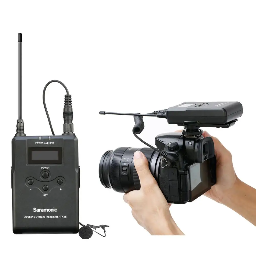 

Saramonic UwMic15 UHF 16 Channel Omnidirectional Wireless Lavalier Microphone System for DSLR Camra Camcorder Canon Nikon DSLR