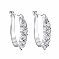 925 sterling silver exquisite small u shaped geometric shape crystal earrings ladies fashion wedding party jewelry