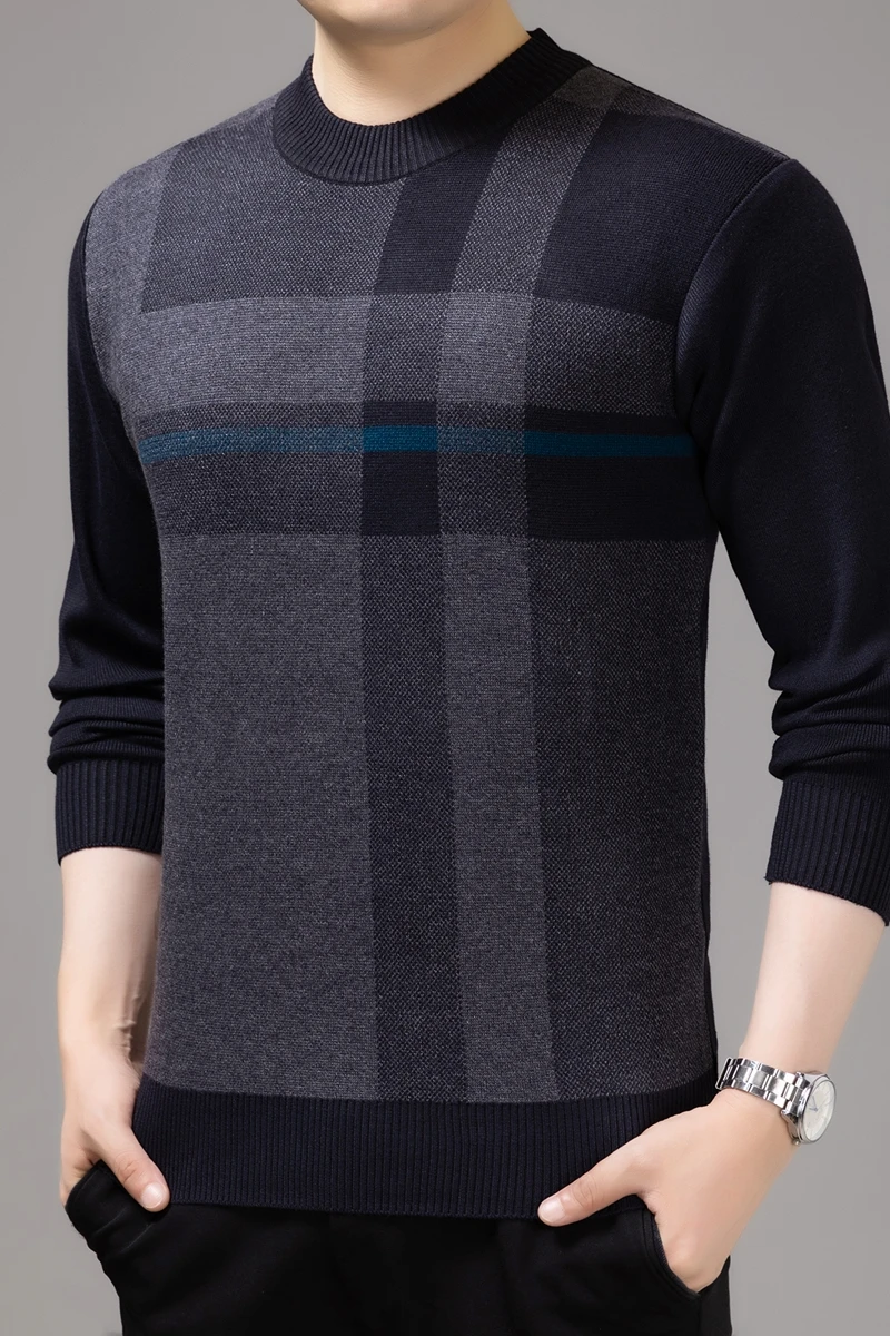 2021 Casual Thick Warm Winter Striped Knitted Pull Sweater Men Wear Jersey Dress Pullover Knit Mens Sweaters Male Fashions 02196
