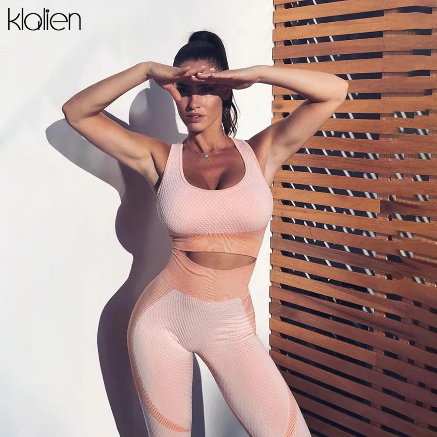 Женский спортивный костюм KLALIEN топ с открытой спиной и бюстгальтер эластичной
