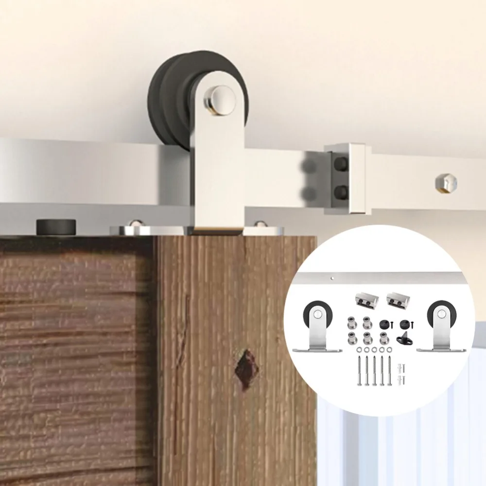 

4. Верхнее крепление из нержавеющей стали 9 футов/6 футов/6,6 фута, внутреннее оборудование для раздвижной двери сарая, набор треков