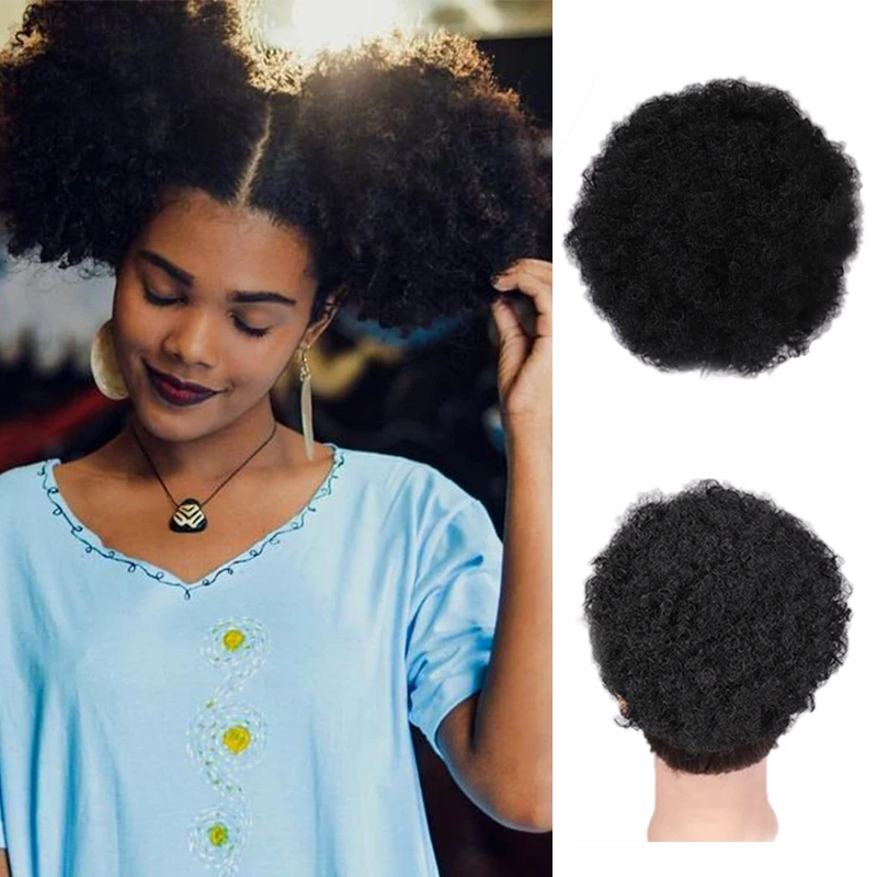 Шиньон LUPU из синтетических волос короткий кудрявый афро хвост с кулиской