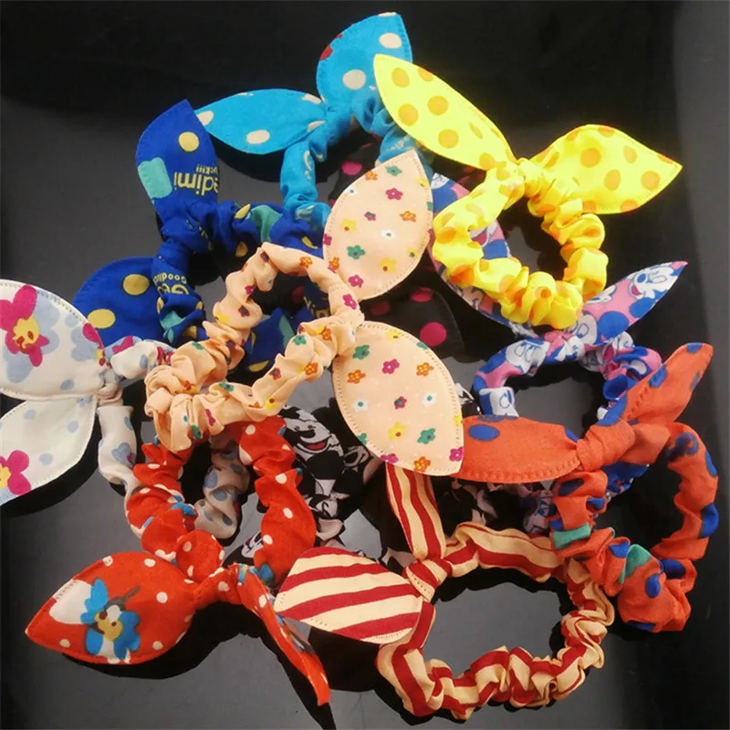 Симпатичный узор в горошек Бант ободок с кроличьими ушами для девочек