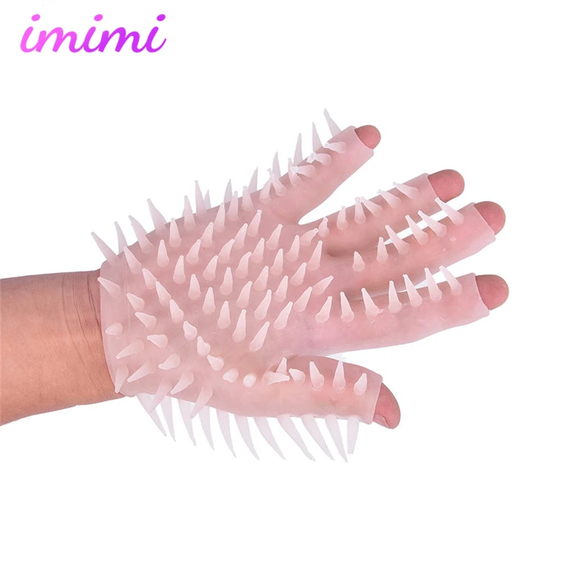 Силиконовые мягкие перчатки с шипами закрывающие грудную часть для взрослых