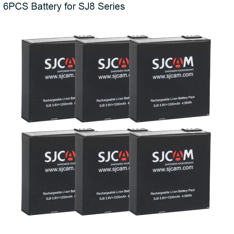 6Battery Аккумулятор SJCAM SJ8 Pro 1200 мАч литий-ионные аккумуляторы для SJCAM SJ8 Plus/SJ8 аксессуары для воздушной экшн-камеры - Цвет: 6Battery