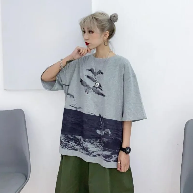 #2114 летние хлопковые футболки для женщин больших размеров свободные с рукавом до