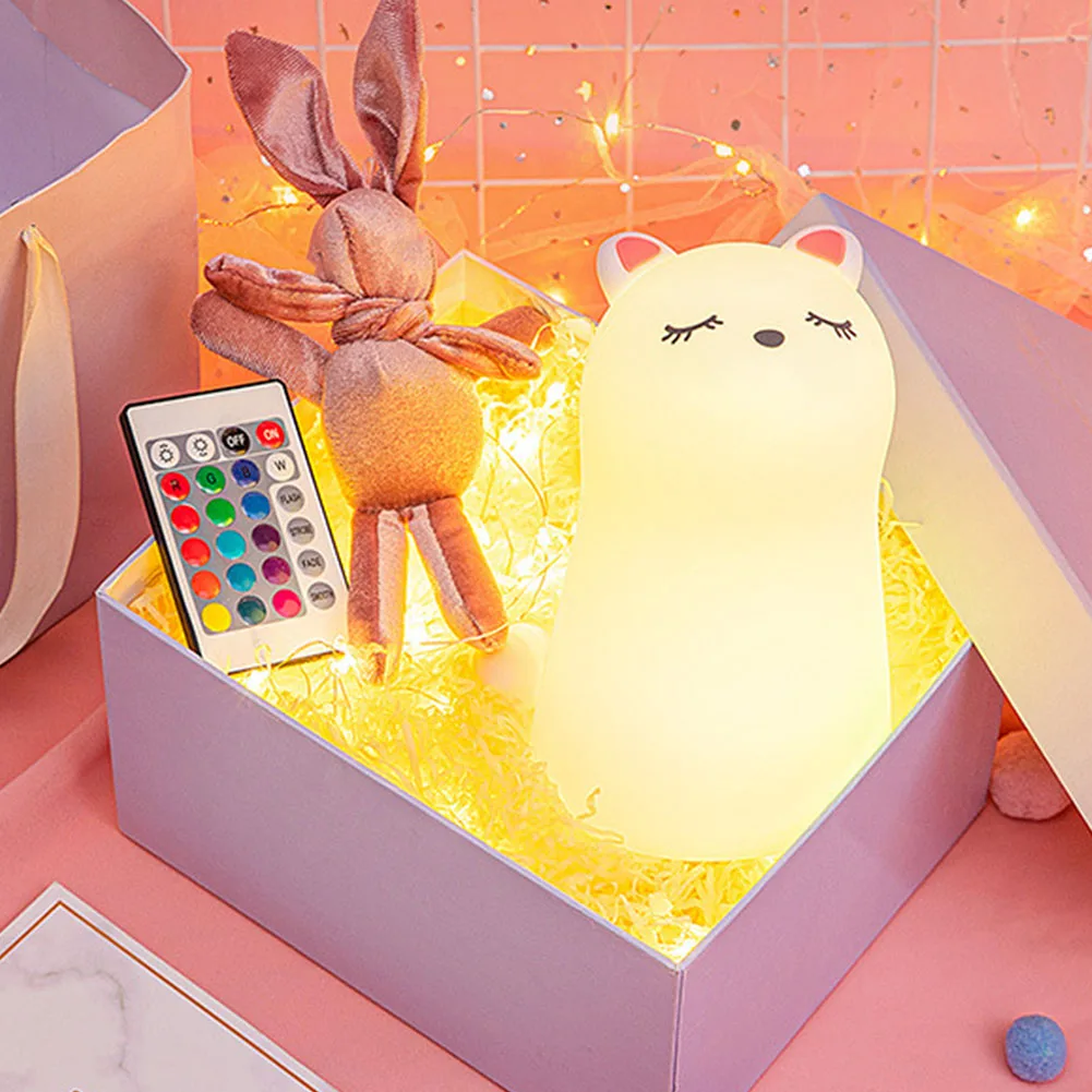 

Soft Silicone Color Changing Desktop For Kids Bedroom Night Light Remote Control Led Home Decor Bedside Portable Rechargeable