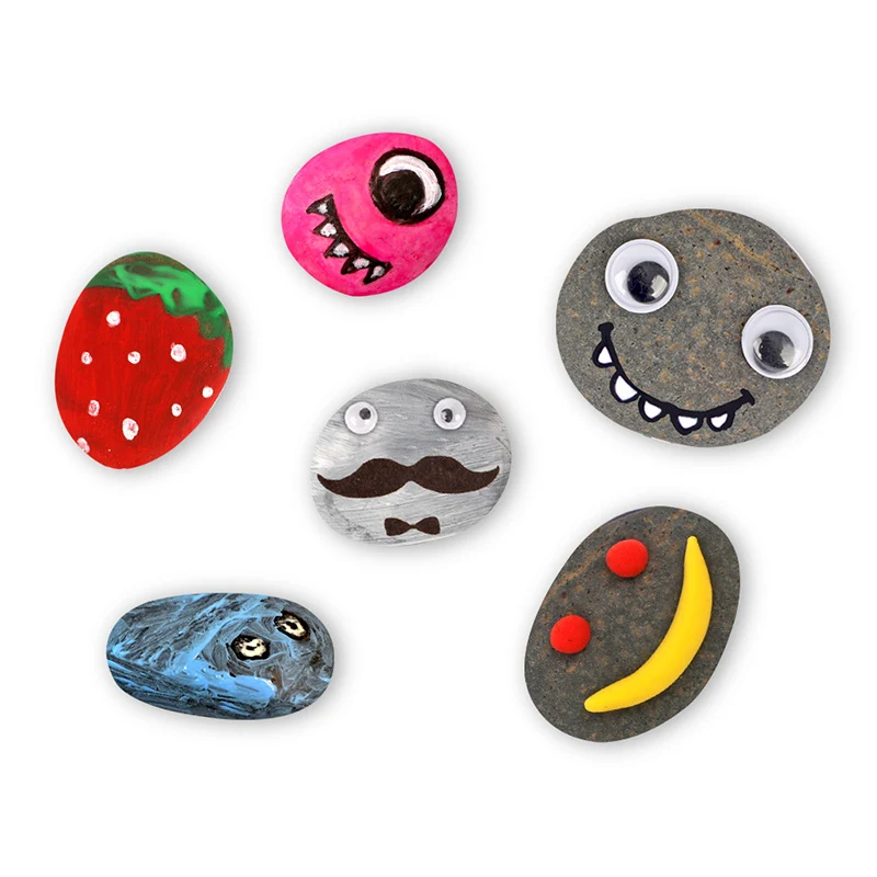 

Children's Creative Natural Pebbles Painted Graffiti Set Kids Painting Learning Set