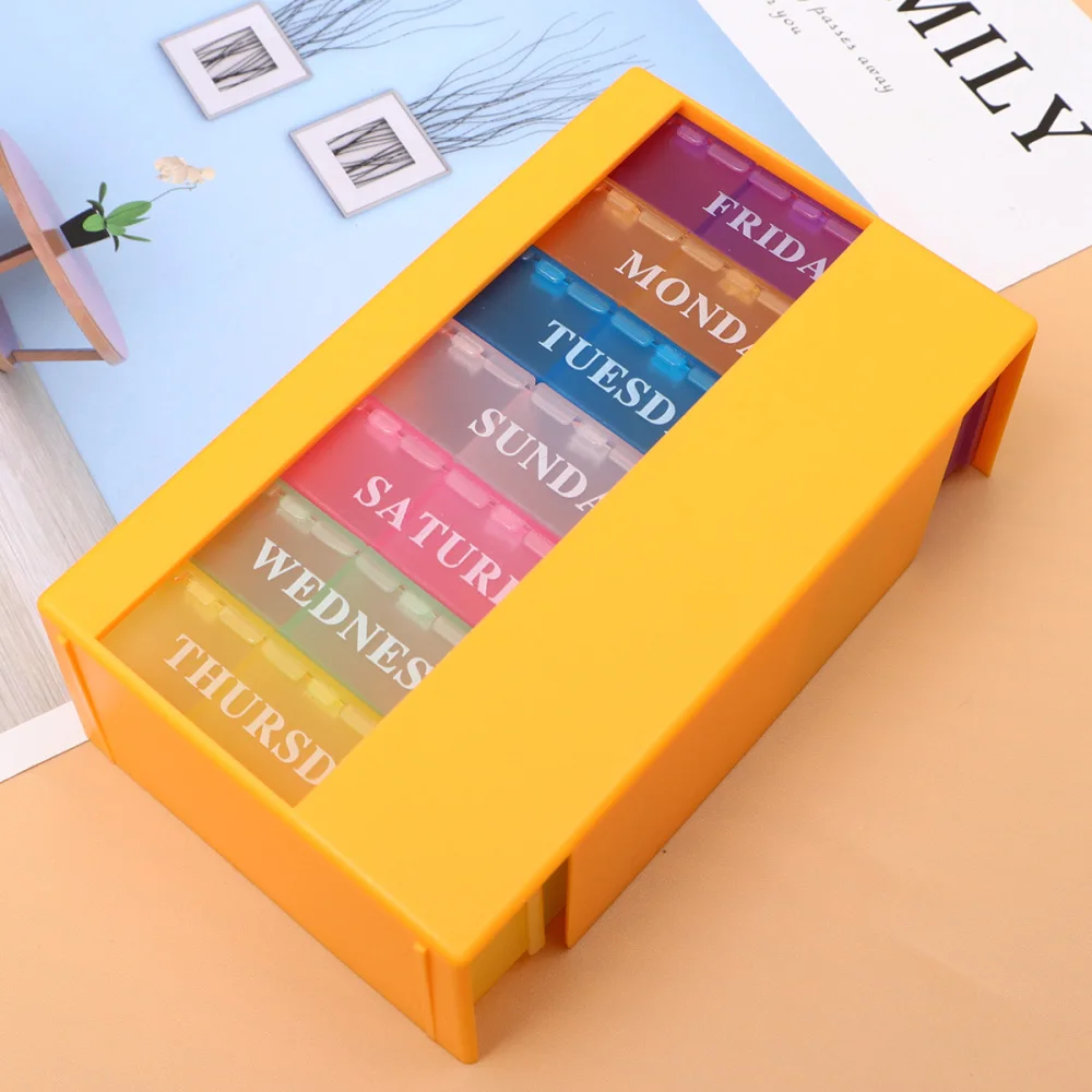 

21-Grids Pill Box Portable Pill Case Simple Medicine Box Pills Storage Box Orange