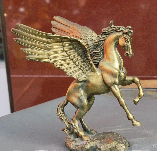 919 + 6 &quotМиф Китайский Фэншуй Медь Латунь Пегас Летающая лошадь крыло Статуя