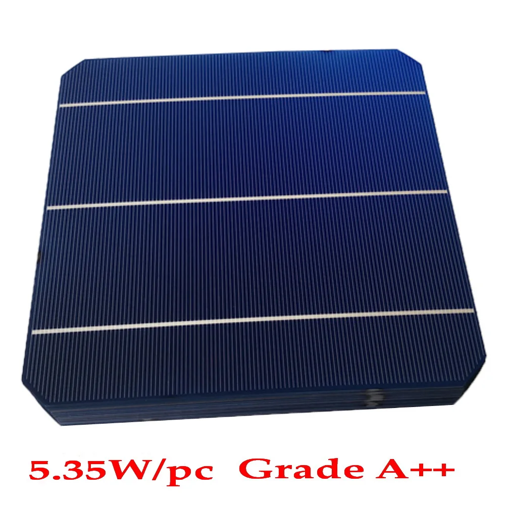 NEW 5.35W A 156mm 6ft  monocrystalline Mono solar cell  +enough PV Ribbon 50m Tab Wire+5m Busbar Wire DIY 270w  Mono Solar Panel